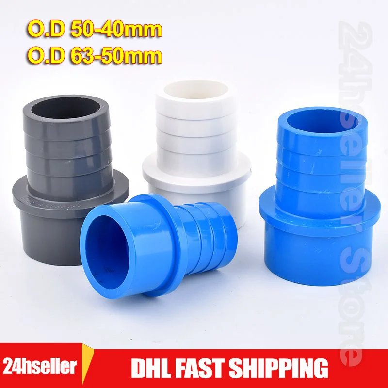 1~20Pcs Big Size O.D50-40mm O.D63-50mm PVC Pagoda Hose Connector Aquarium Fish Tank Garden Irrigation Water Pipe Joints Fittings