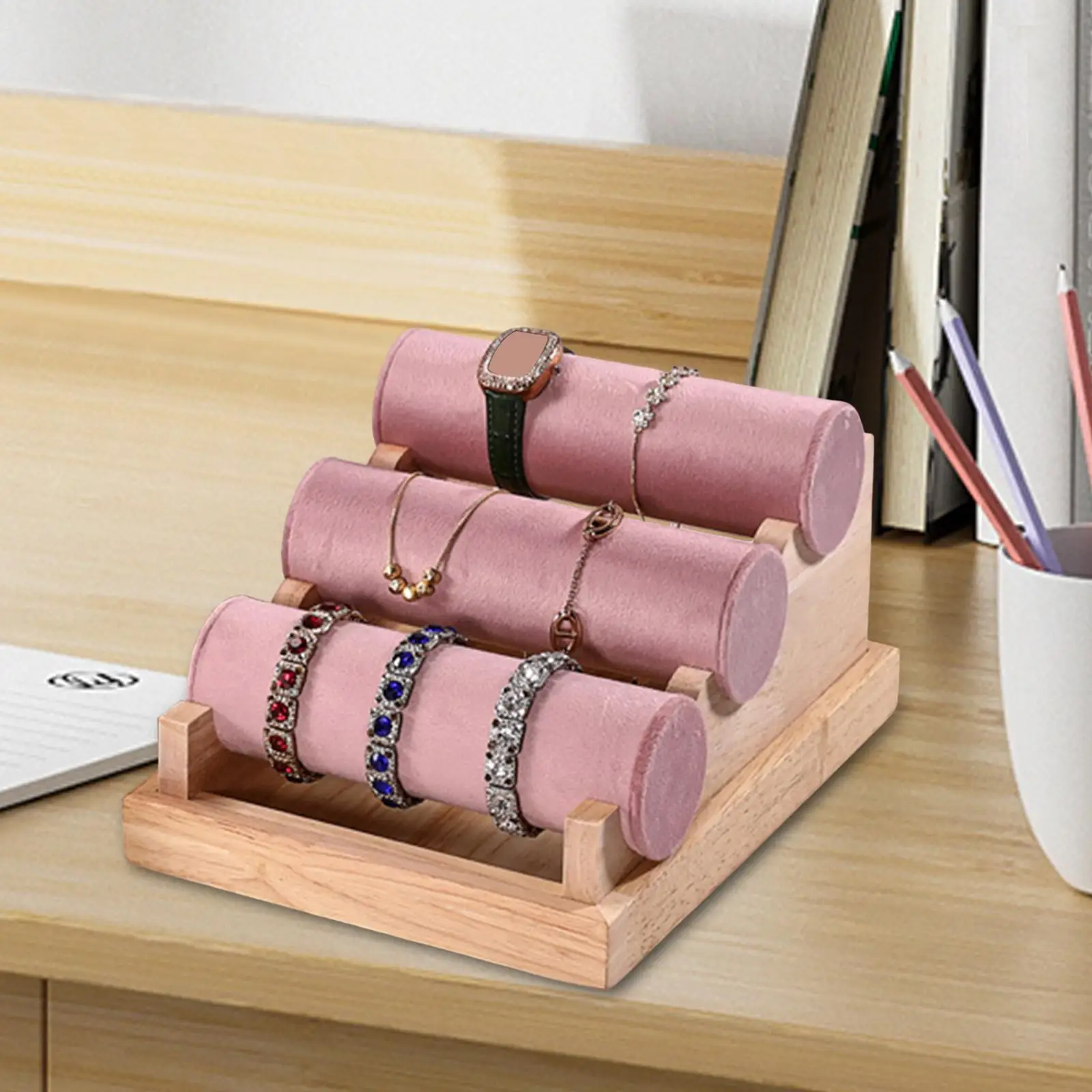 

Bracelet Holder Organizer Rack Wood Bracelet Stand Bangle Organizer Jewelry Display Prop Stand for Anklets Showcase Organization