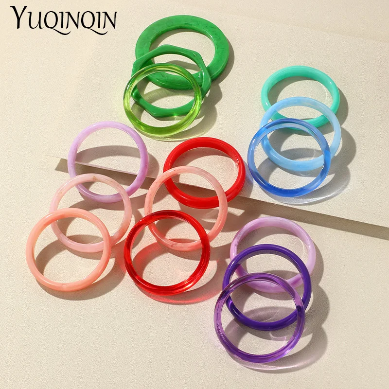 3PCS/Set Trendy Fashion Resin Acrylic Bangles For Women Geometry Round Colorful Bangle Bracelets Charm Simple Party Punk Jewelry