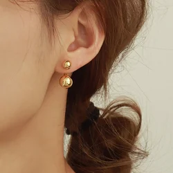 2023 Fashion Metal Ball-Shape Stud Earring for Women Girls Cute Glossy Gold Silver Color Unique Hanging Drop Earrings Jewelry