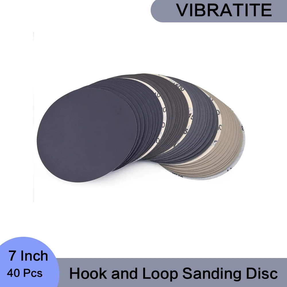 

7 Inch Hook and Loop Sanding Disc 40PCS Assorted 1000/1500/2000/3000 Grit Wet and Dry Sandpaper for Wood Polishing Furniture