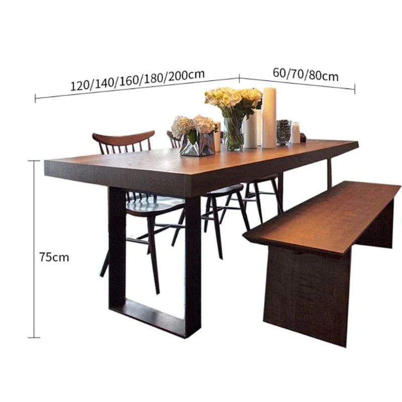 Nordic Solid Wood Long Dining Table Coffee Table Simple Luxury Rectangular Table Dining Chair Home Custom Furniture 120-200cm