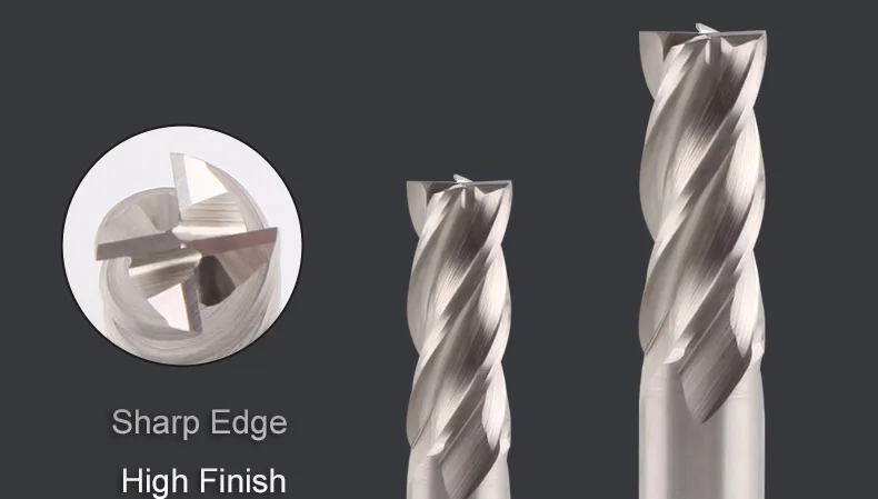 4 ขลุ่ยเหล็กสีขาว 6 8 1 12 มม.สีขาวเครื่องตัดเหล็ก CNC ความเร็วสูงเครื่องตัดเหล็กตรง Shank 1.5 มม.เครื่องมือ