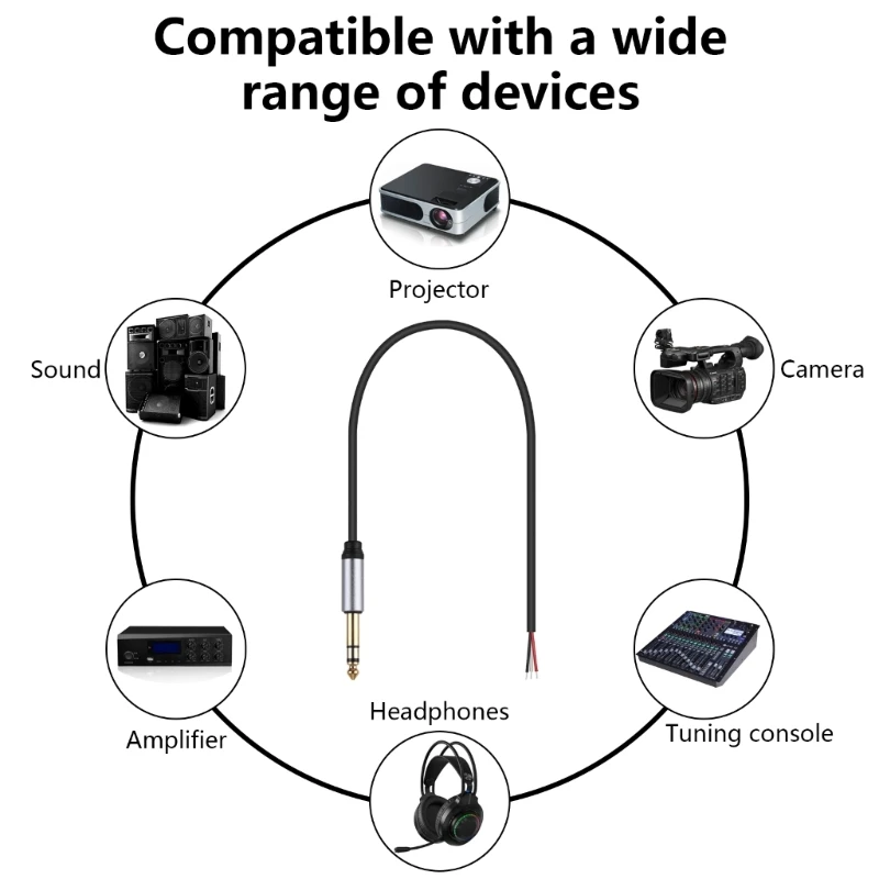 6,35 мм 1/4 "моно TRS штекер для оголенного провода стерео динамик гитарный кабель 30 см Прямая поставка