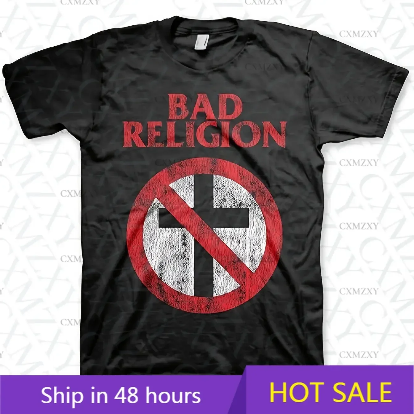 

Meichao Men's Bad Religion Pattern T-Shirt Punk Rock Band Summer New Men's Women's Vintage Fashion Streetwear