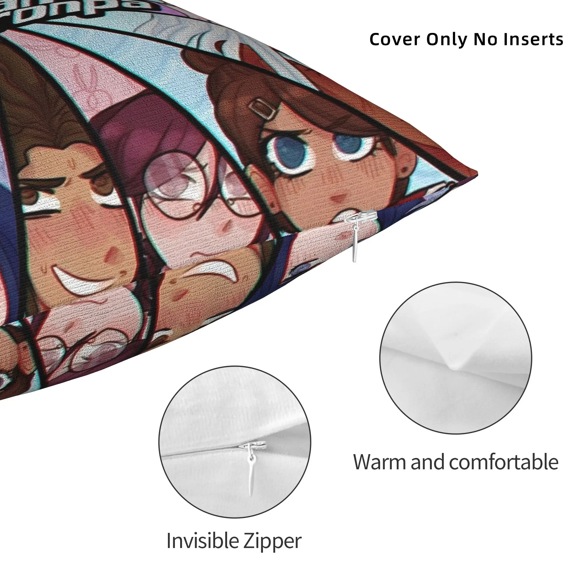 Danganronpa انمي ياباني سادات اكسسوارات غطاء وسادة مطبوعة الديكور رمي كيس وسادة غطاء المنزل متعدد الحجم