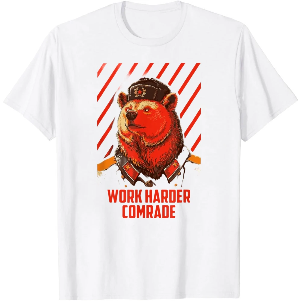 USSR Ushanka Funny Saying Soviet Russia T-Shirt Retro Fashion Cool Bear Loose T Shirt Men O-neck Graphic Print Tops
