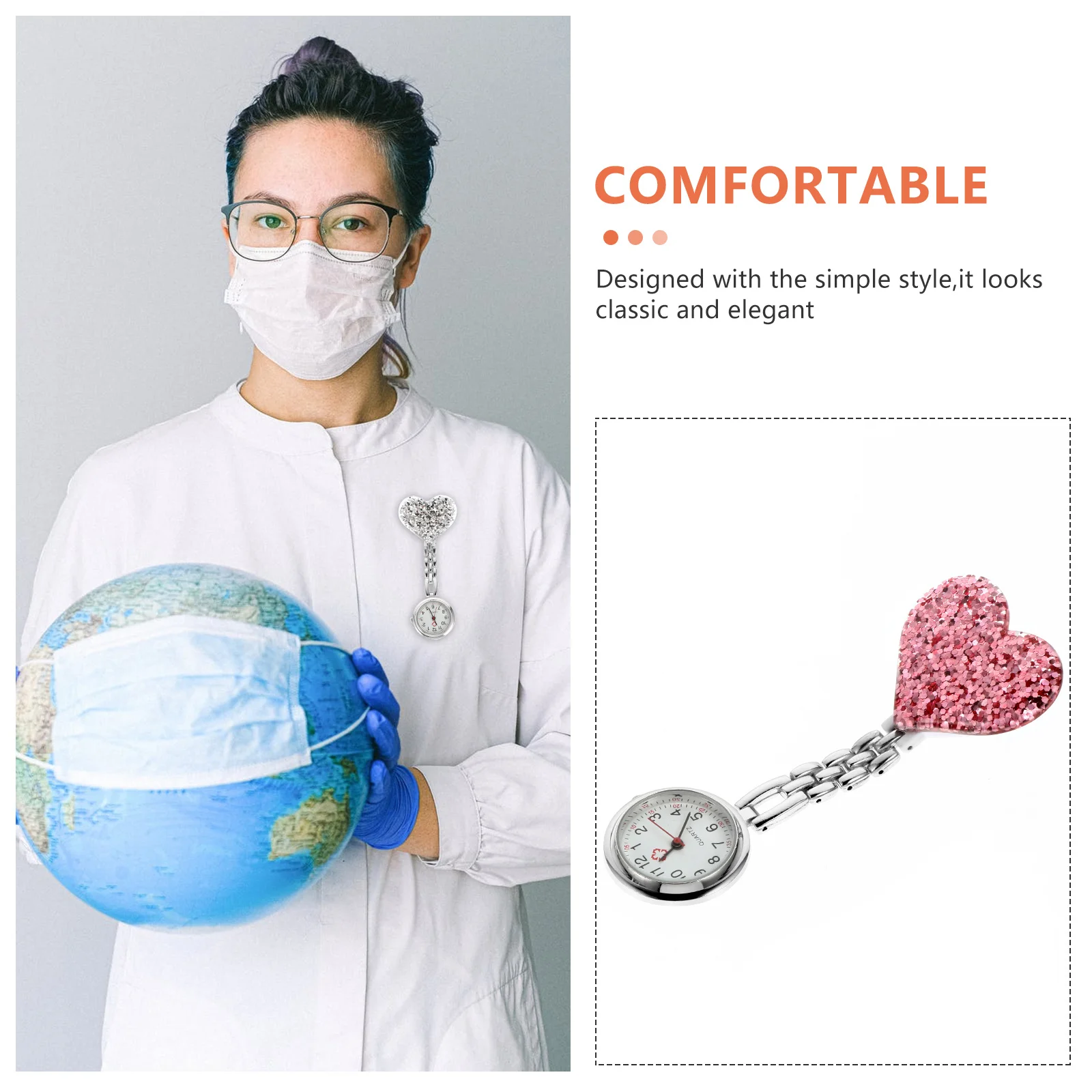 

3 шт., часы для медсестры в форме любви, практичные подвесные карманные кварцевые часы для женщин, клипсы для медсестер, аксессуары для кормления