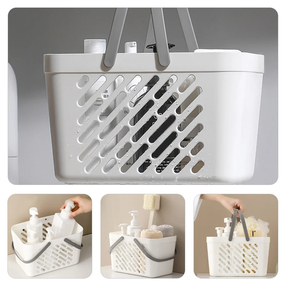 سلة حمام مجوفة منظم تخزين بلاستيكي للحمام والمطبخ والسفر وحامل الخضروات والفواكه المحمول