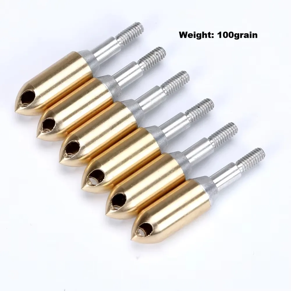 12pcs 100grain Copper Whistle Broadhead Gold Arrowhead Arrowhead For ID 6.2mm Archery Hunting Shooting Accessory