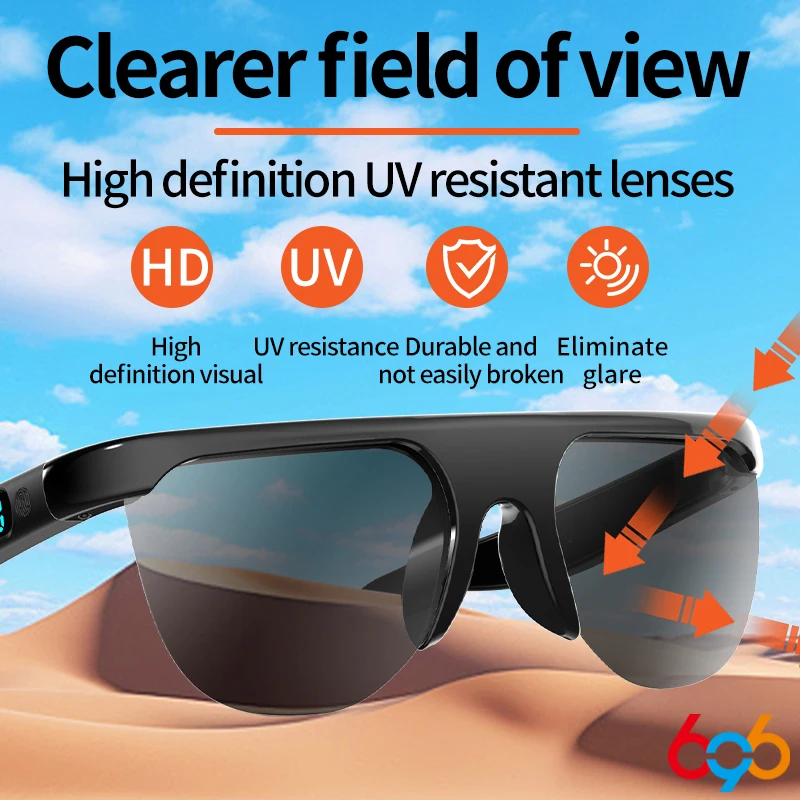 

New Men Women Outdoor Running Cycling Open Ear BT Sunglasses With UV Filtered Lenses Touch Control Sunslasses Built-in Speakers