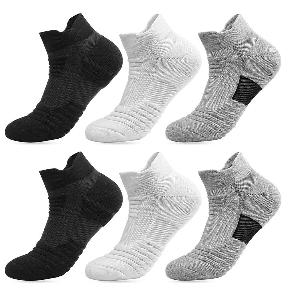 3 pairs marathon compress short socks black Outdoor fitness Towel bottom socks sole Breathable absorbent ankle socks man gift