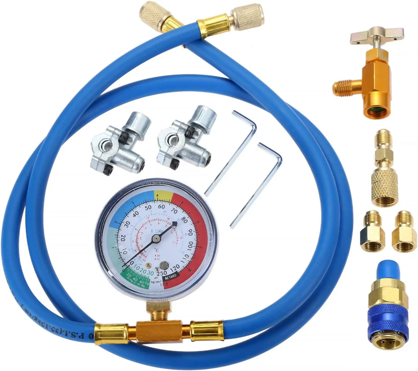 

R134A Refrigerant Recharge Kit with Piercing Valve & Adapters