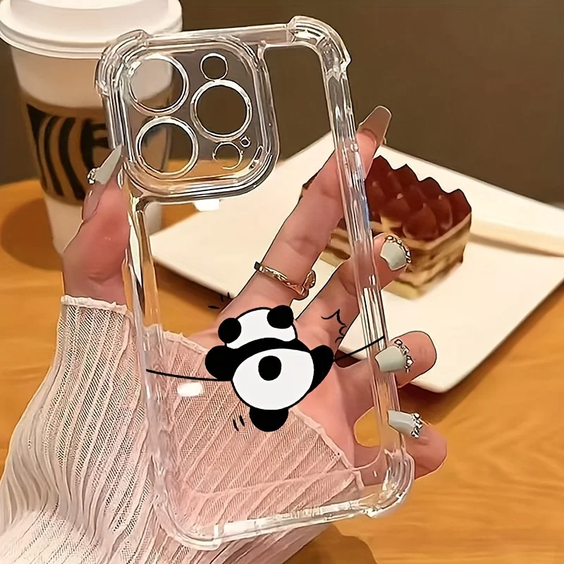 Clear Cute Cartoon Panda Phone Case For Samsung Galaxy A56 A55 S24 S26 S25 Plus S23 Ultra A57 A36 A17 A27 A37 A07 Bumper Cover