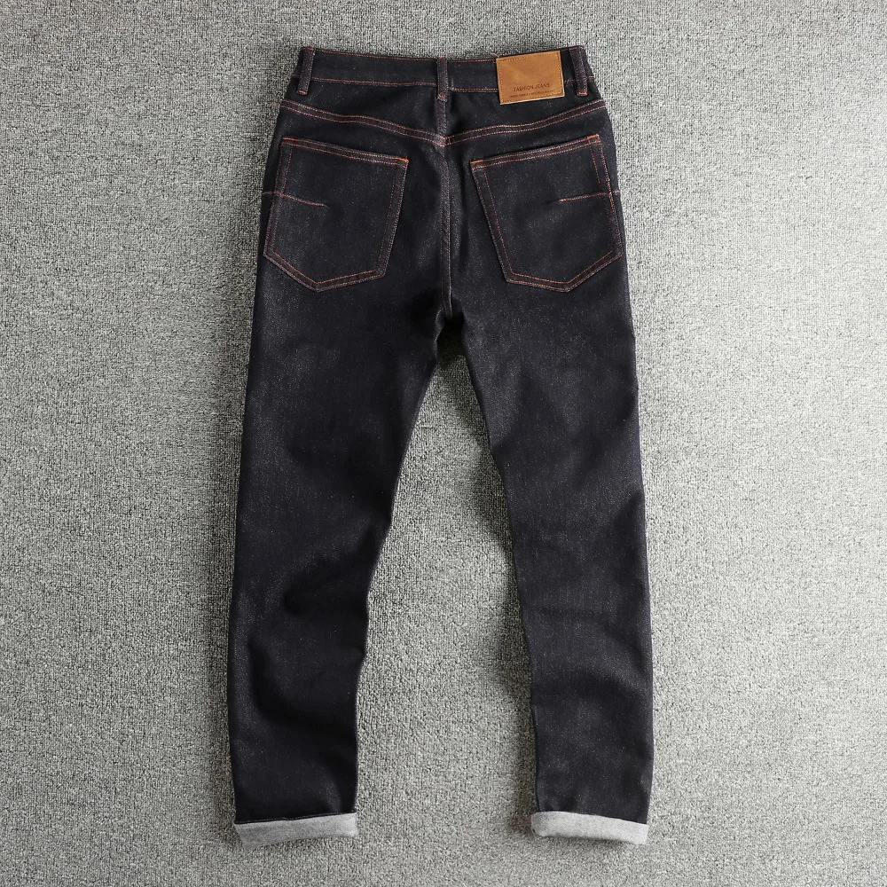 منتجات الخريف والشتاء الجديدة الرجعية اللون الأصلي الأمريكية العصرية الصغيرة الجينز المستقيمة الرجال السراويل الثقيلة شارع العليا #2