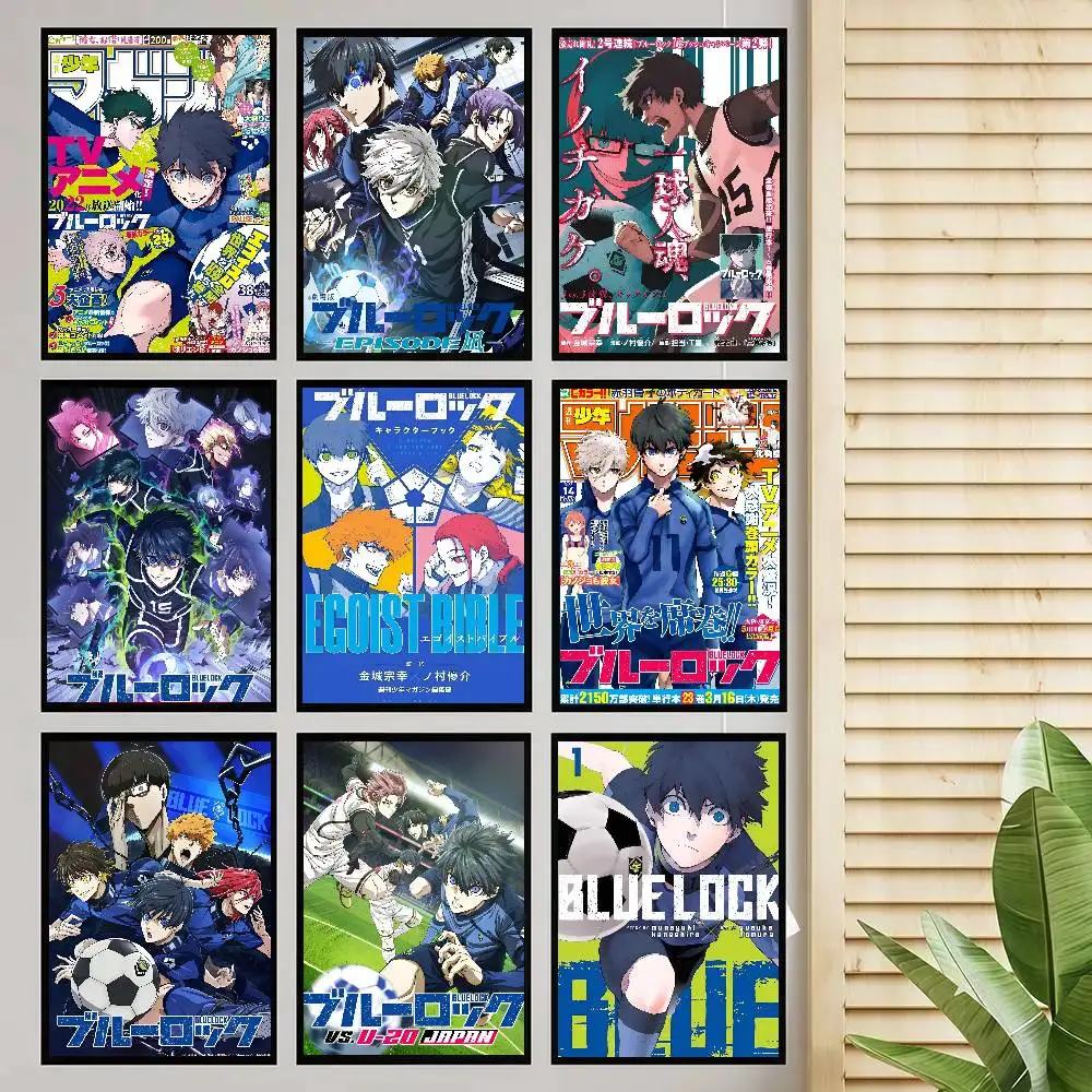 Blue Lock Anime Vintage Poster Self-adhesive Art Room Entrance Restaurant Wall Decor Art Painting