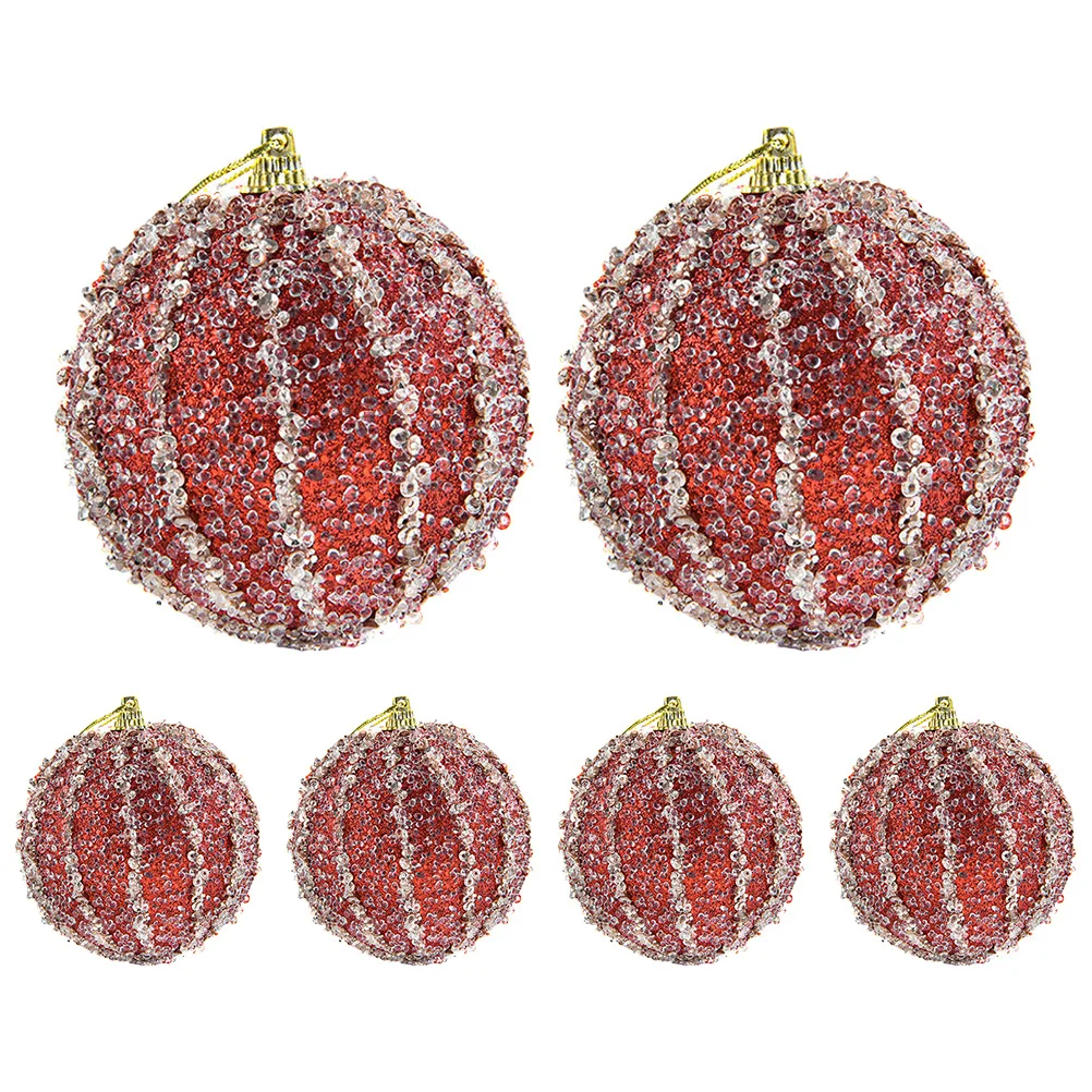 

6pcs Christmas Hanging Ornaments Foam Ball Decorations Rope Included For Tree Fireplace Home Party Tree Balls Ornament