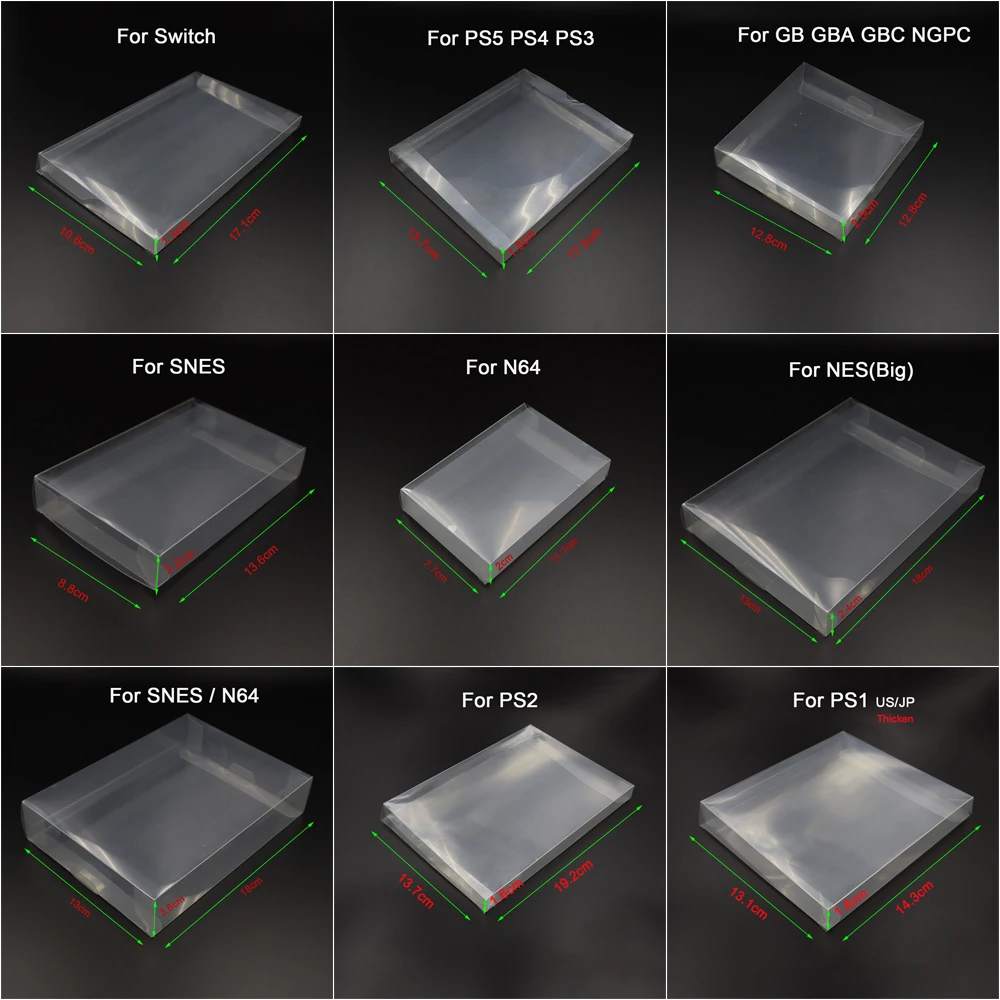 6 قطعة بطاقة الألعاب صندوق عرض حامي PET صندوق الغبار ل GB GBA GBC NGPC التبديل PS1 PS2 PS3 PS4 PS5 ل N64 NES SNES #2