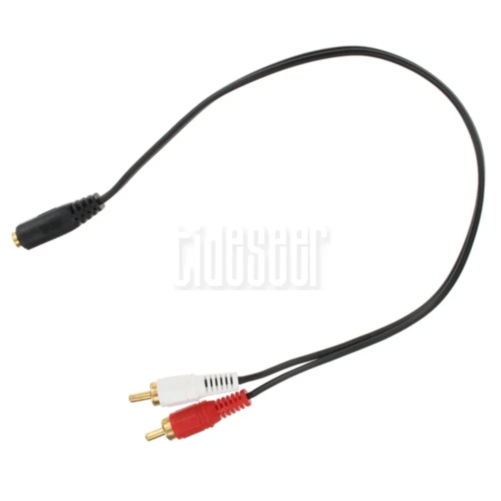 100pcs 3.5mm Stereo Audio Female Jack to 2 RCA Male Socket Headphone 3.5 Y Splitter Adapter Cable Cord