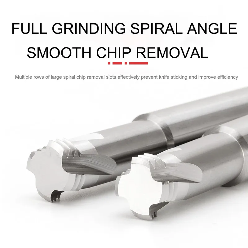 YIFINO HRC65 3-Teeth Endmills Tungsten Steel Carbide Thread Milling Cutter CNC Mechanical Machining End Mill Tools M2M3M4M5M6M8