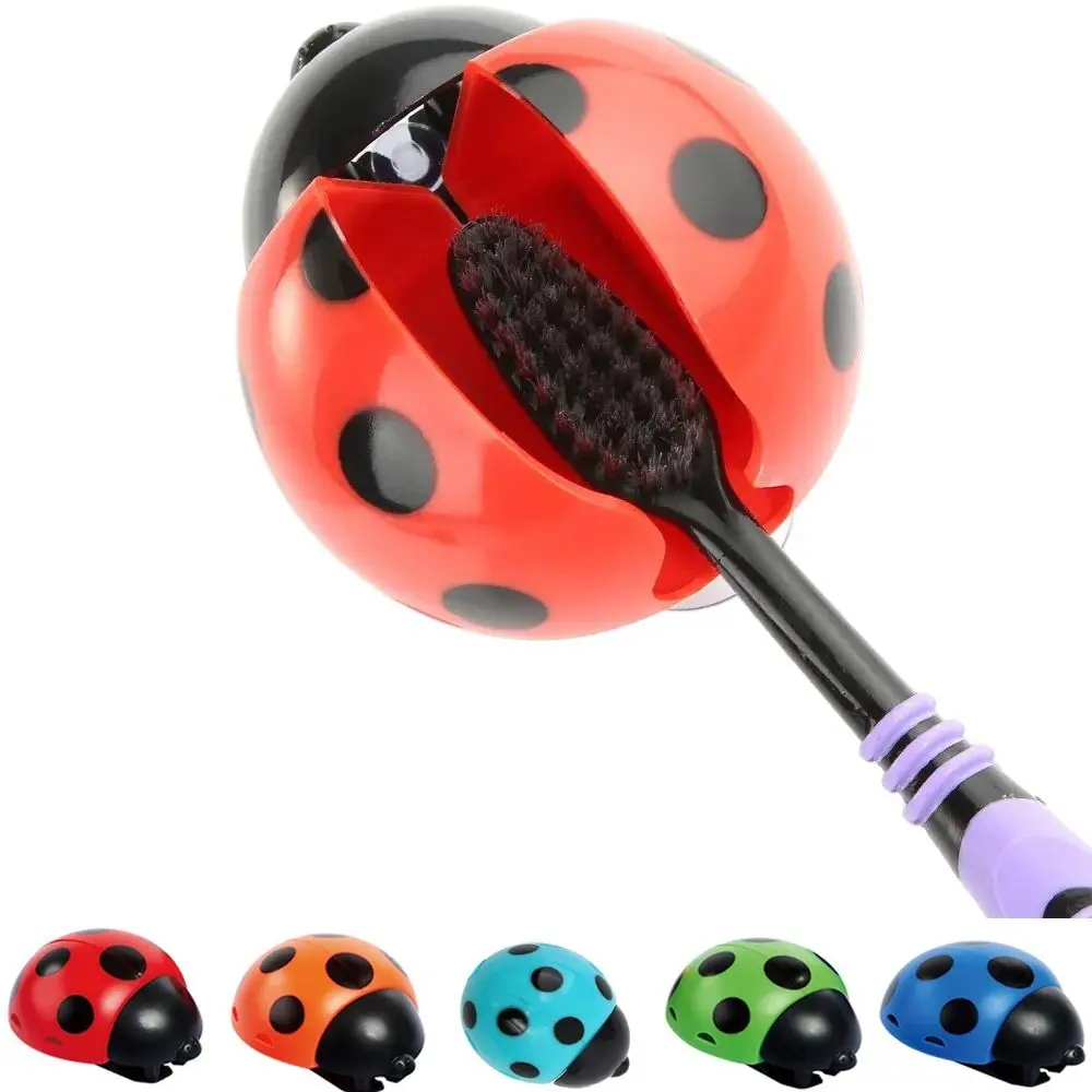 Plastic Ladybug Toothbrush Rack Wall Mounted with Suction Cup Cartoon Animal Brush Holder Decorative Toothbrush Holder Kids