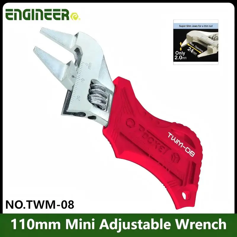 

Японский инструмент ENGINEER TWM-08: Мини-регулируемый ключ 110 мм – тонкие губки 2 мм, короткий хвостовик, удобная рукоятка для точных работ
