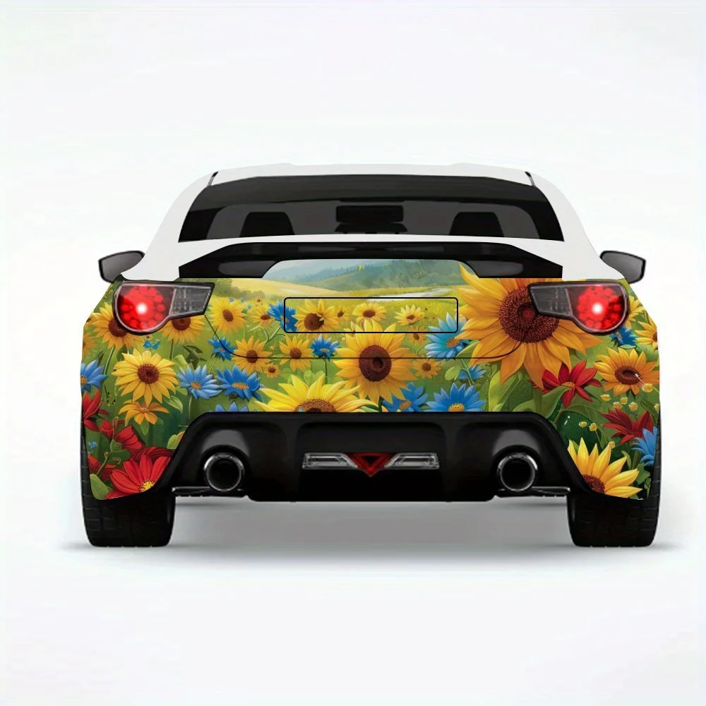 

Sunflower_Field_with_Butterfly Автомобильная наклейка-виниловая наклейка на заднюю часть автомобиля, водонепроницаемые самоклеящиеся виниловые наклейки для хвоста автомобиля и
