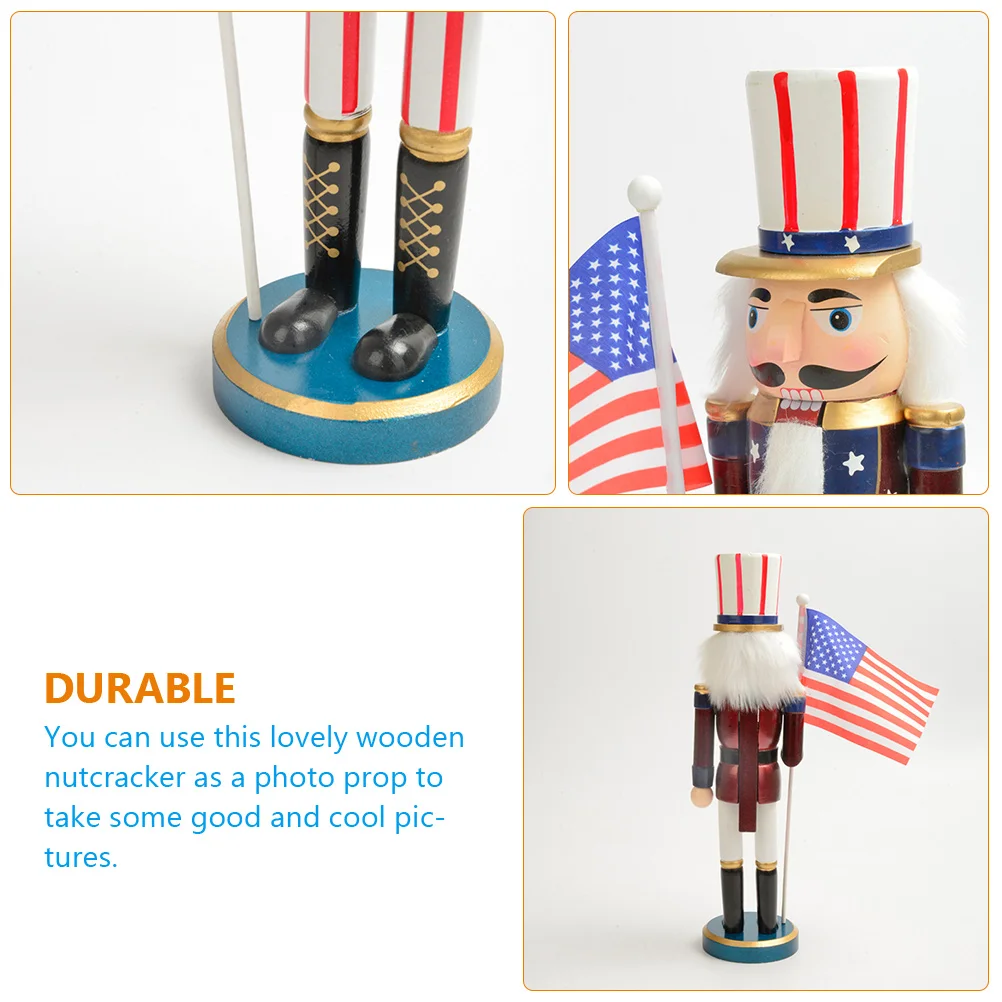 

American Nutcracker Holiday Shelves Decorations Flag Desktop Christmas Soldier Nutcrackers Wooden