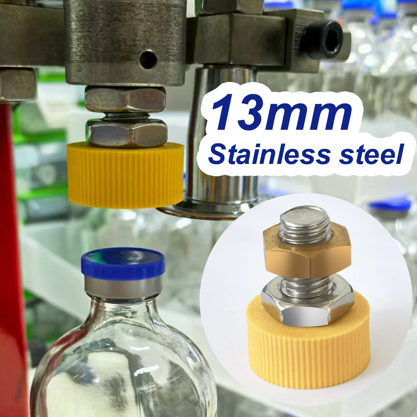 

Полуавтоматическая машина для укупорки бутылок с позиционирующей головкой из нержавеющей стали для алюминиево-пластиковых крышек 13 мм/20 мм, 1 шт.