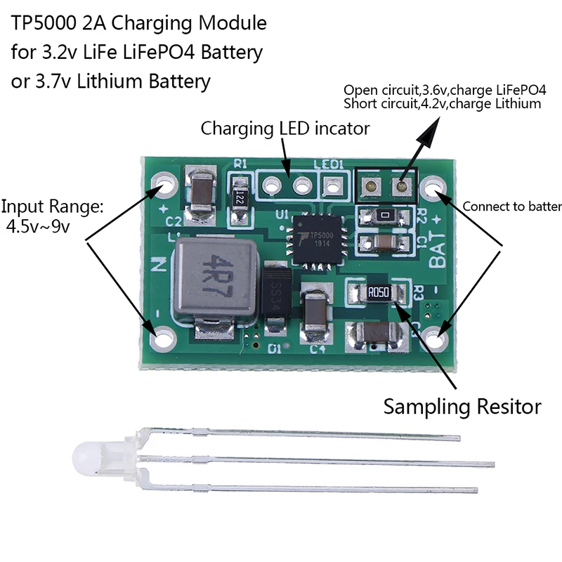 Picture 5: TP5000 3.6v/4.2v charger module lithium ion lifepo4 battery charging 3.2v