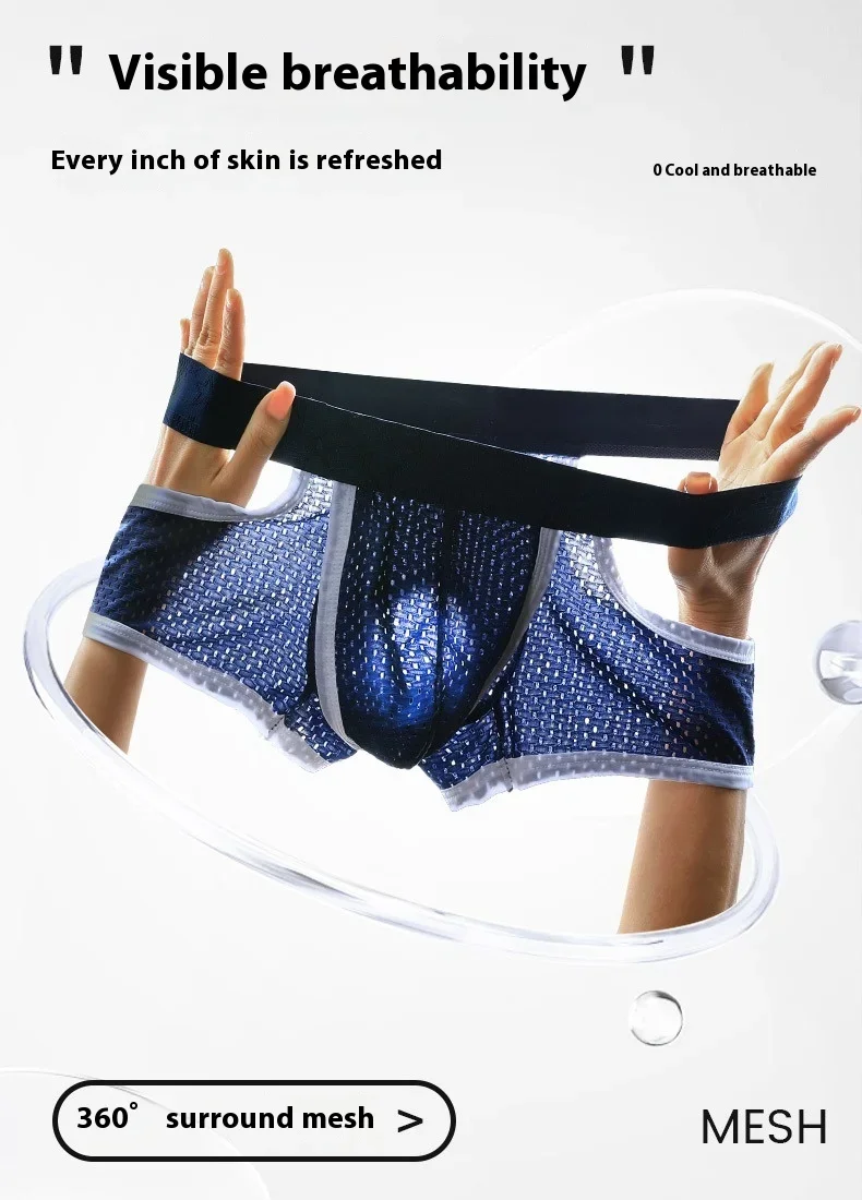 الرجال الحرير الجليد رصاصة نمط سبليت الملابس الداخلية تنفس شبكة الملاكم السراويل مريحة رقيقة سراويل رياضية