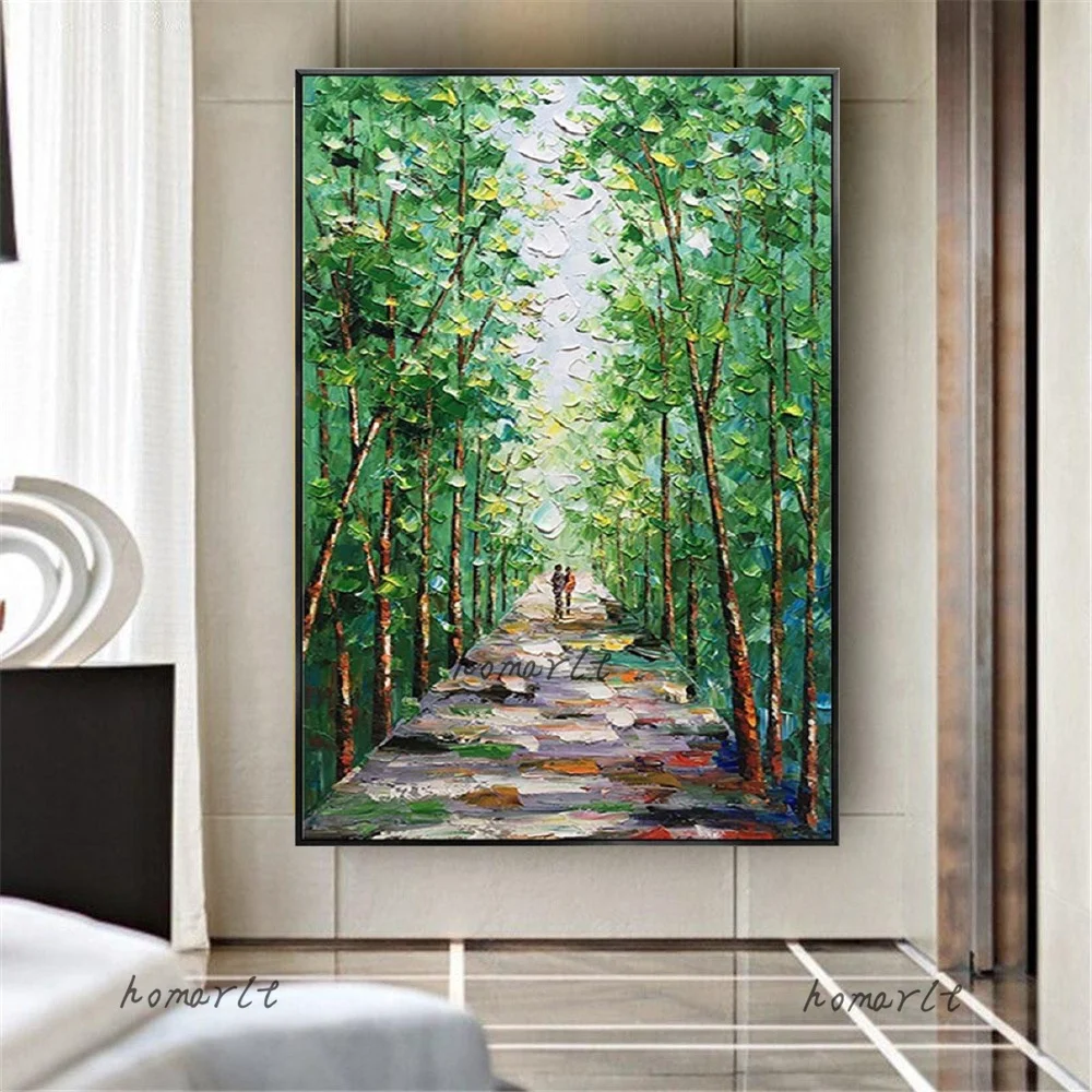 

Large Size Natural Scenery Oil Paintings Handmade Wall Art Tree Birch Picture Forest Landscape Mural Artwork For Home Decor Room