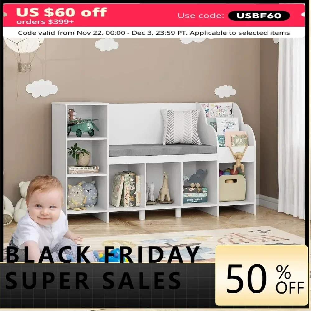 

Children's bookshelf, padded and adjustable bookshelf, storage desk, children's storage bookshelf