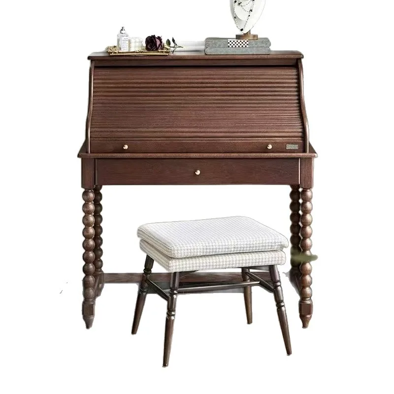 French retro piano roller shutter dresser bedroom small apartment solid wood piano