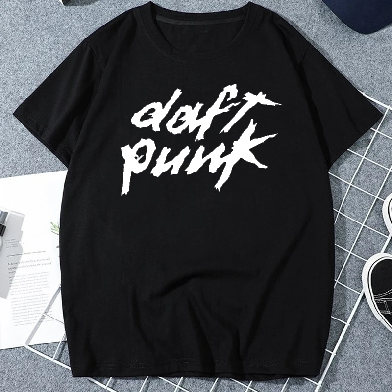 Daft Punk Printed Man Tshirt Cool Electronic House Music Streetwear Dance DJ Tops Vintage Male Short Sleeve Clothing Ropa Hombre