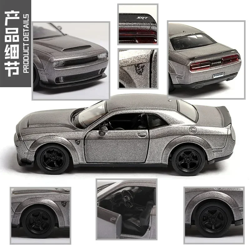 1:36 Dodge Challenger SRT Demon Sports Car Alloy Diecast Car Model Toy With Pull Back For Kids Gifts Toy Collection A141