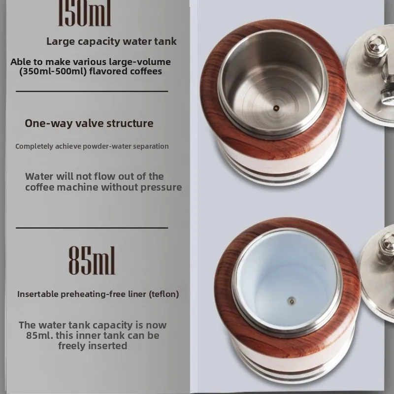 

Italian Pneumatic Stainless Steel Portable Manual Espresso Machine