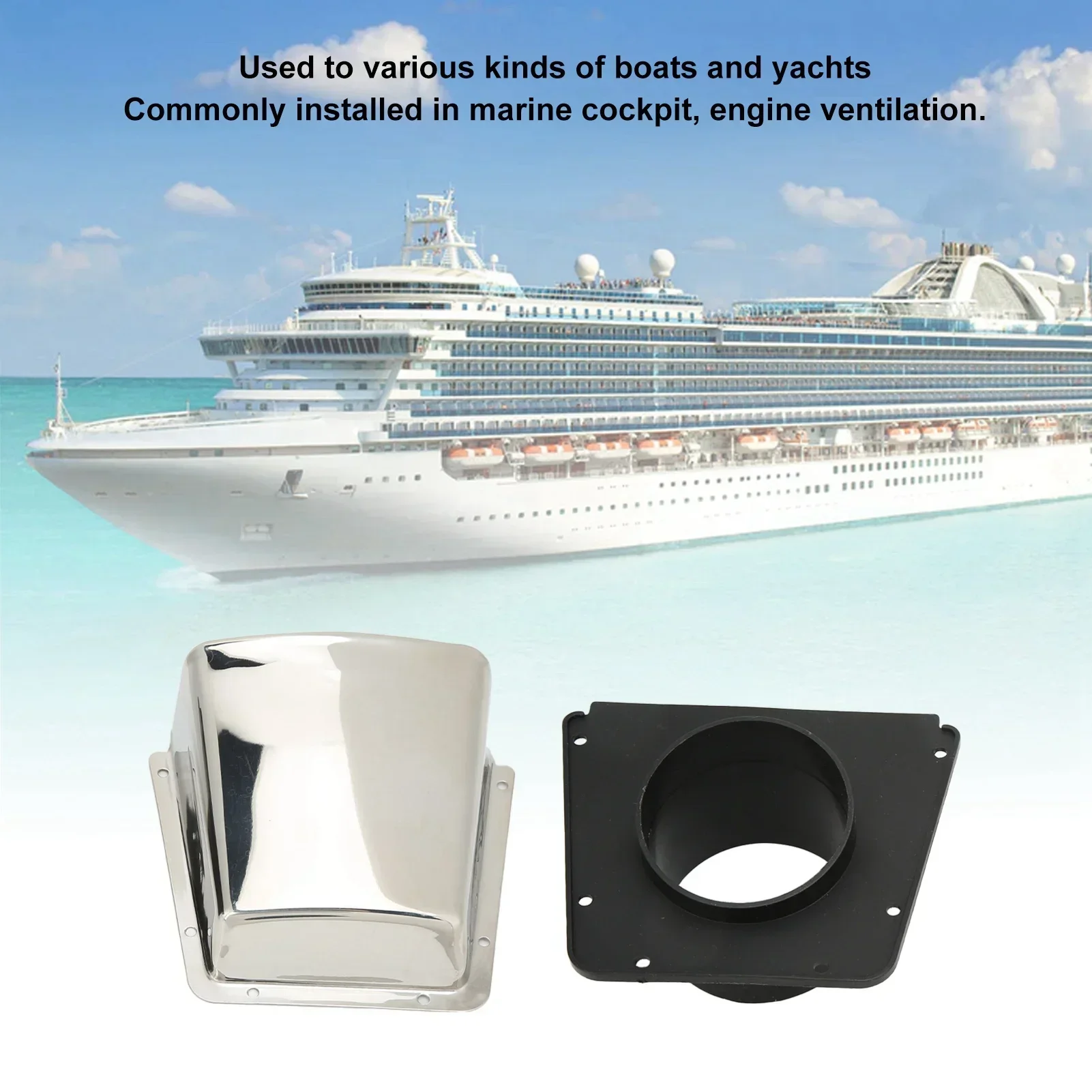 Marine Vent Cover 304 Stainless Steel with Nylon Base Moisture Proof for Boats Yachts Cowl Ventilator Cover Accessory