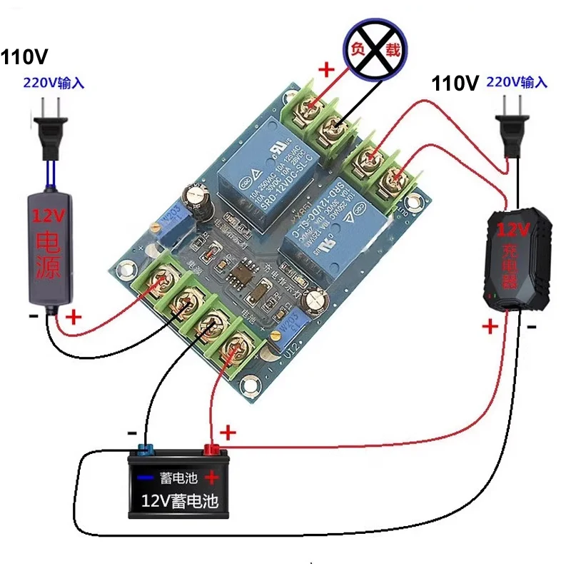 

AC 110V 220V 12V 10A Failure Automatic Charging Control Board Power Supply Switching Module Emergency Circuit Breaker Module