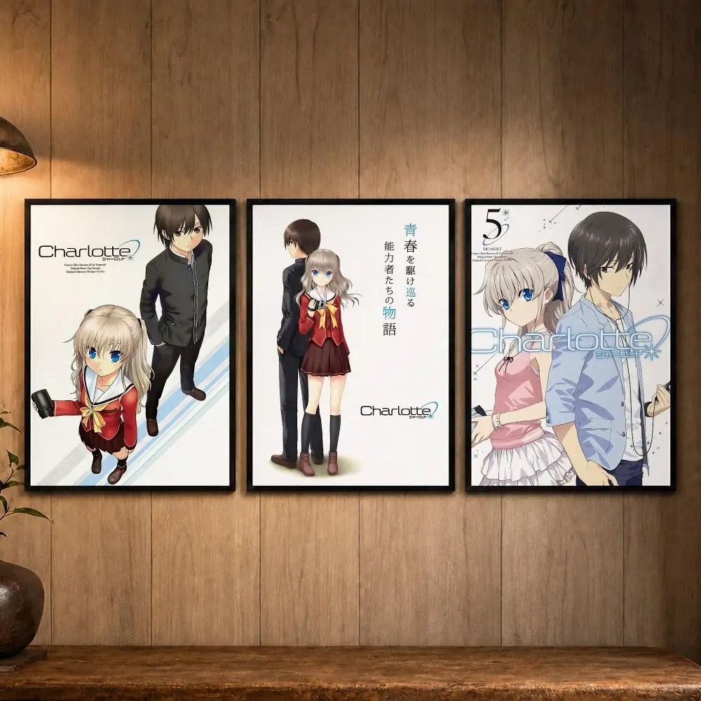 Iconic Anime C-CharlotteS Poster Self-adhesive Art Poster Decoracion Painting Wall Art White Kraft Paper Home Decor
