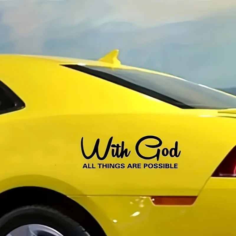 With God All Things Are Possible Car Sticker Decorate Car Window Body Motorcycle Kart Vinyl Sticker Christian Sticker