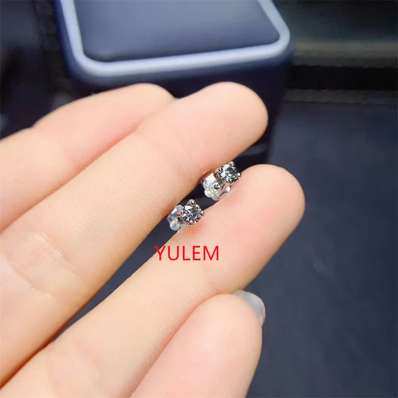 YULEM Diamond 100% Dark Gray Moissanite Earring Real 925 Sterling Silver Jewelry Simple Design for Women
