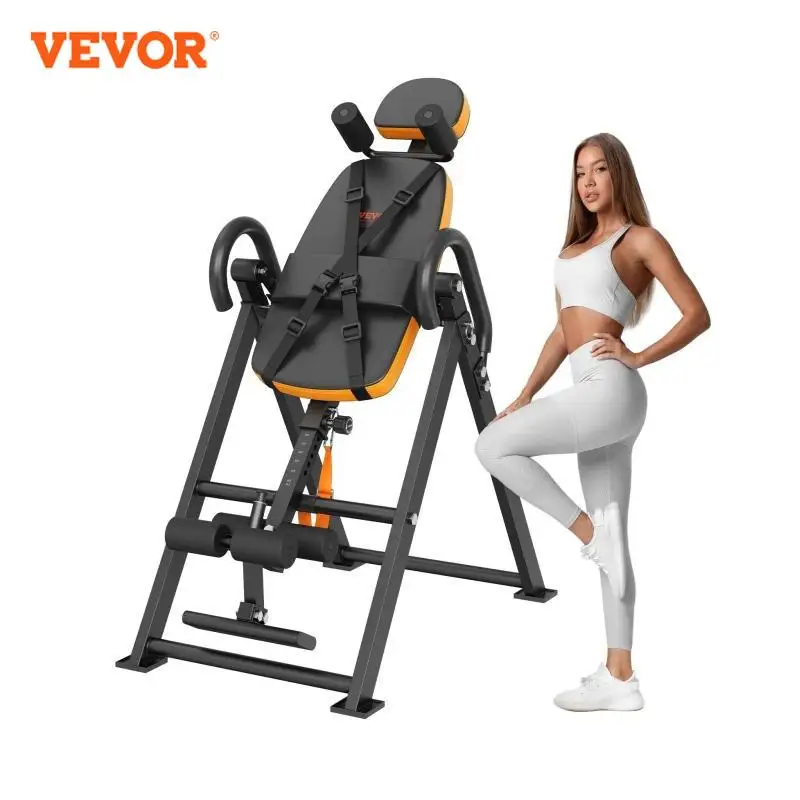 VEVOR Inversion Table Decompression Back Stretcher Machine Strength Training Equipment with Headrest Ankle Lock Adjustable Belt