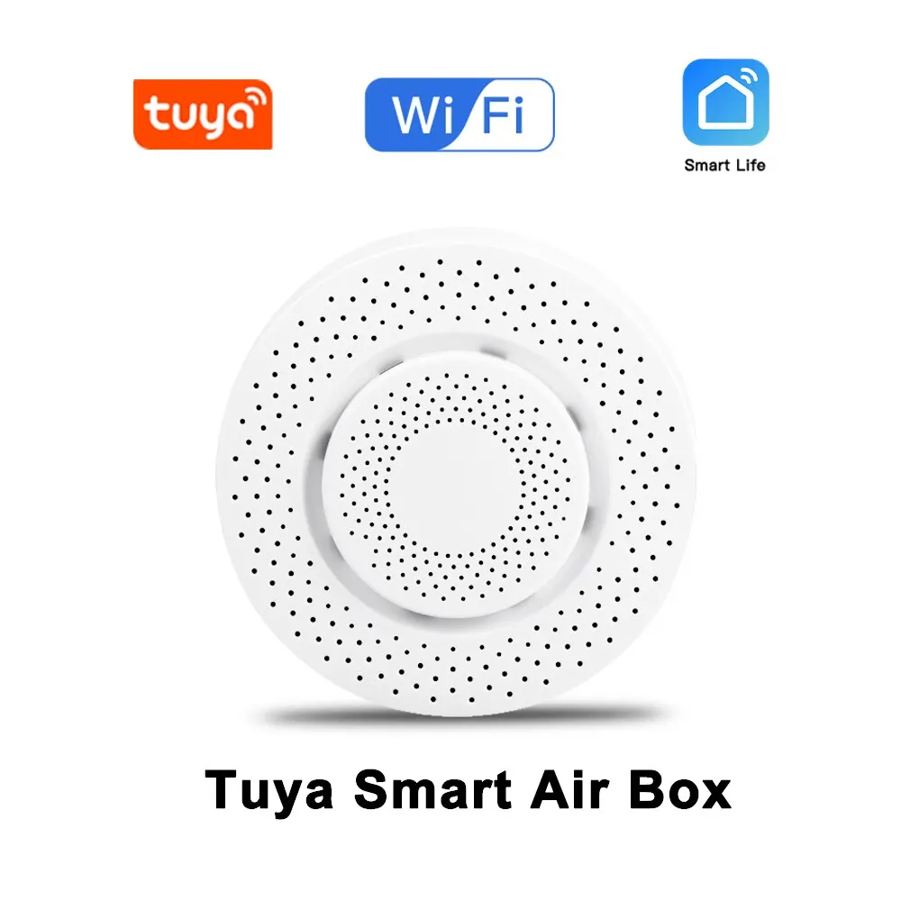 Tuya-Monitor inteligente de calidad del aire, dispositivo con WiFi, formaldehído, VOC, Co2, Sensor Detector de humedad y temperatura del GAS, enlace