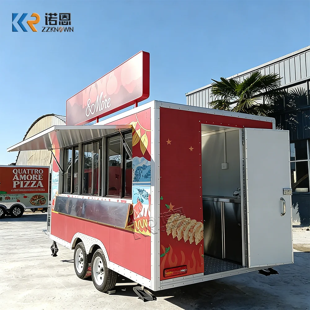 

Pizza Food Truck Trailer Mobile Kitchen Cart Fast Food Trailer with Oven and Fryer for Street Pizza and Snacks