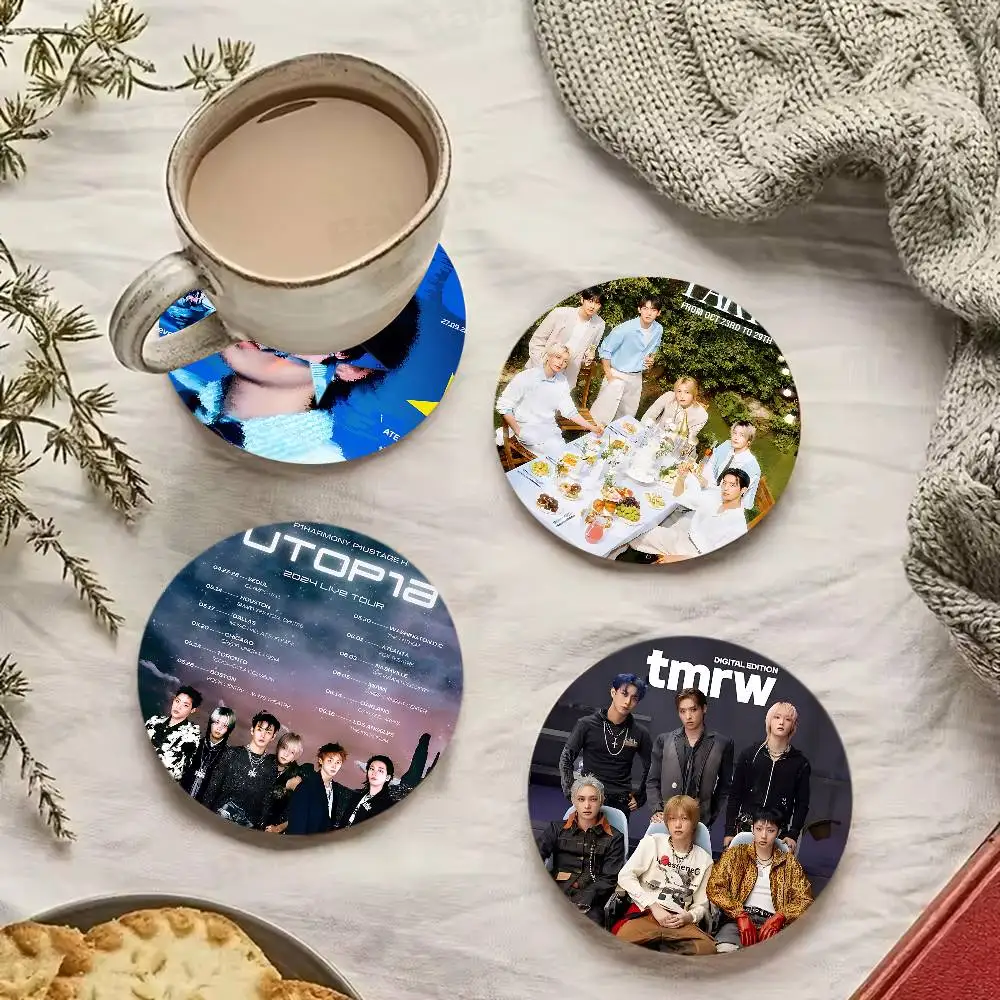 Male singing group P-P1HarmonyS KPOP Natural Wood Coaster Creative Absorbent Cushion Coffee Mug Bowl Cushion Insulation Cushion