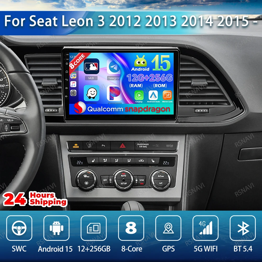 

Android 15 Car Radio For Seat Leon 3 2012 2013 2014 2015 - 2020 4G LTE Viedo Player Qualcomm QLED Navigation Multimedia BT DVD