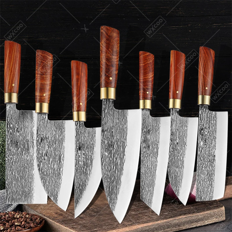 

WXCOO Ultra-sharp Japanese Kitchen Butcher's Boning Knife Hammered Forged Chef's Knife Multi-purpose Kitchen Knives Fruit Peeler