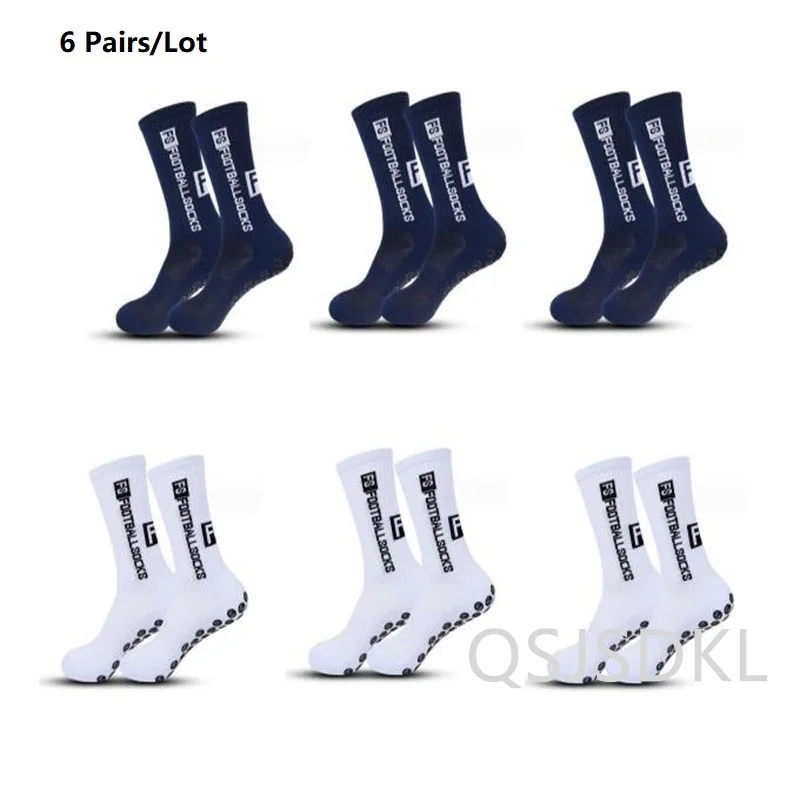 

6 Pairs New Mid-barrel Football Socks FS Anti-slip Silicone Bottom Thickened Towel Cushioning Soccer Socks Basketball Yoga Socks