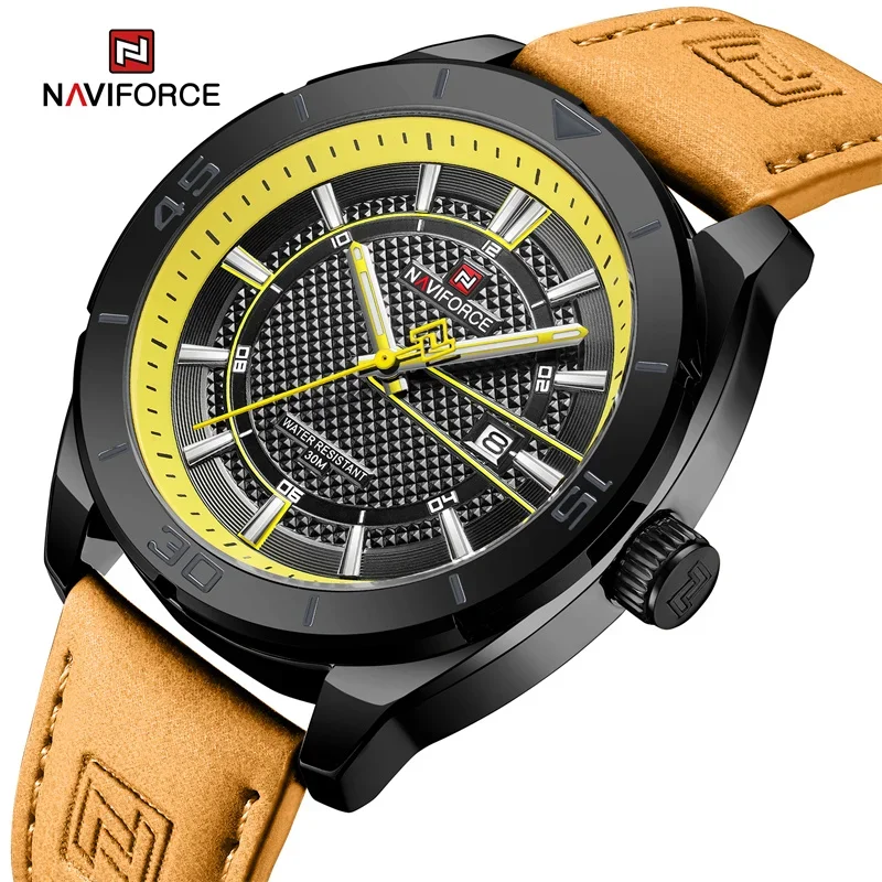 

NAVIFORCE Фирменные новые модные водонепроницаемые светящиеся мужские часы с кожаным ремешком, военные спортивные наручные часы Relogio Masculino 2023,